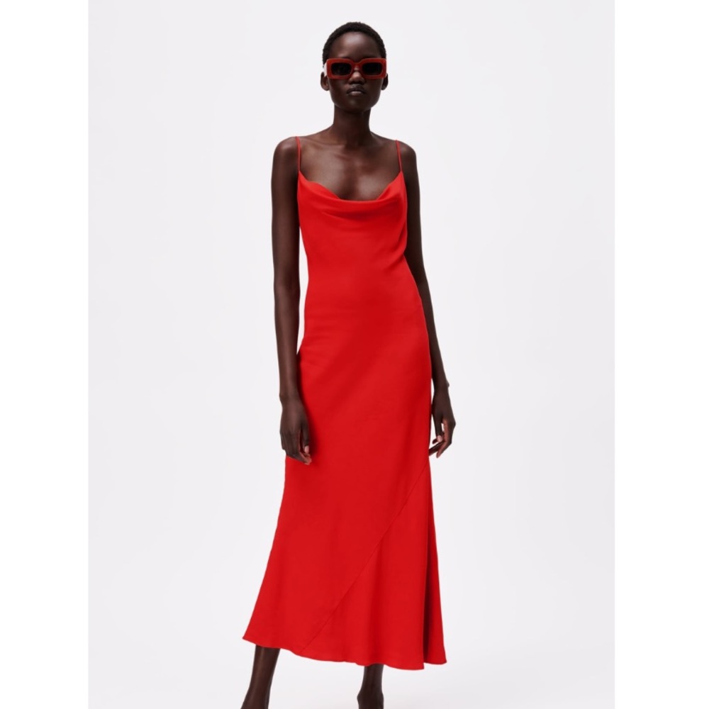 Zara red satin slip dress - size small NWT